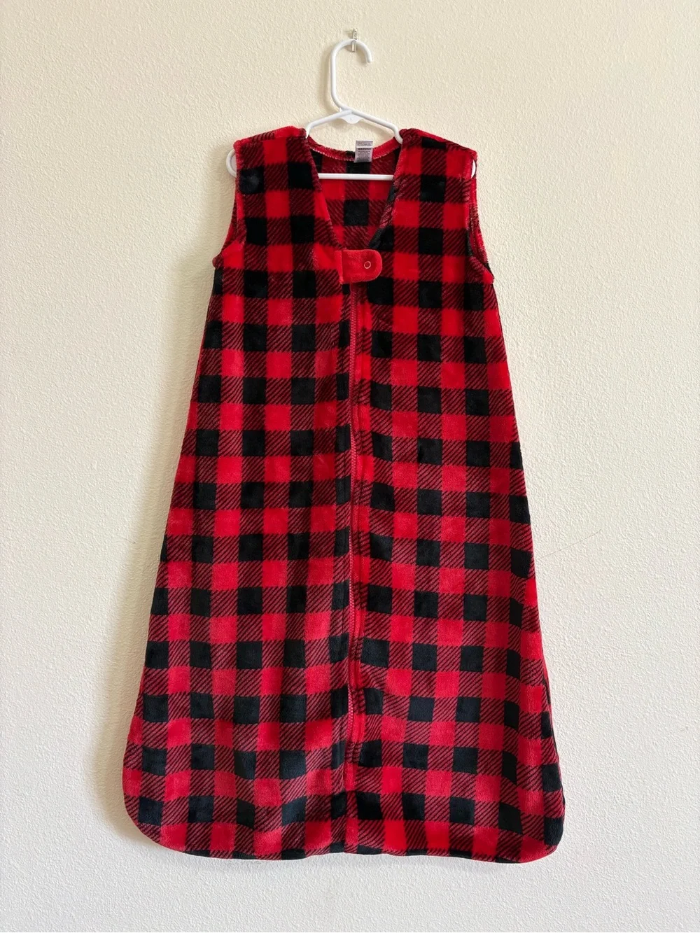 Red and Black Plush Plaid Kids Sleep Sack